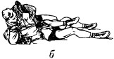 Рис. 6б. Разъединение сцепленных за спиной рук при удержании со   стороны головы и выкручивание плеча обратным подниманием локтя